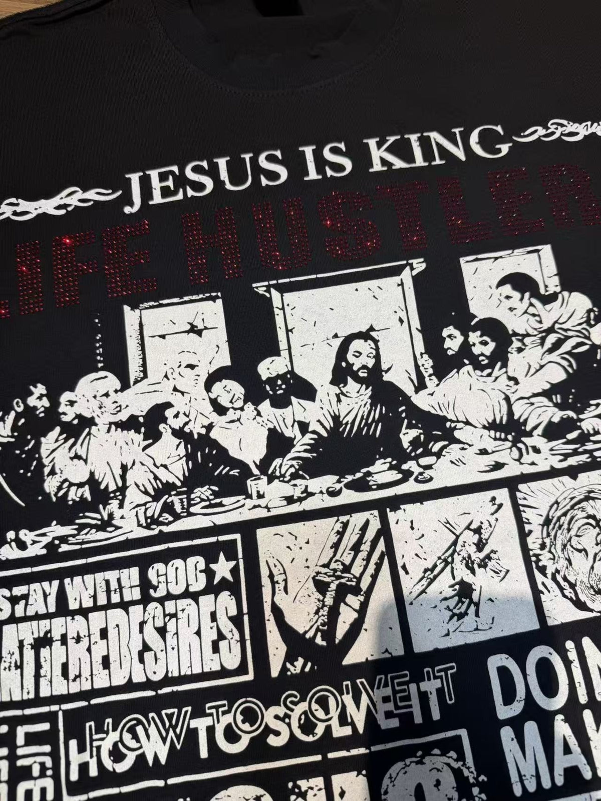 Life Hustlere Jesus Is King Graphic Short-Sleeve T-Shirt ¡ª detail