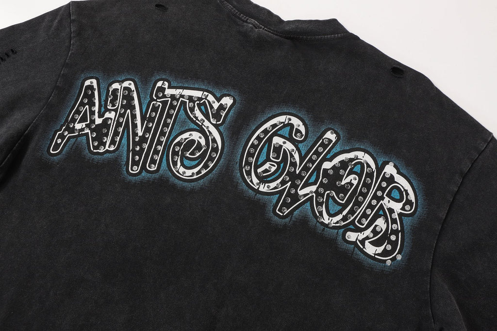 SAINT Washed Black Global Graphic T-Shirt ¡ª detail