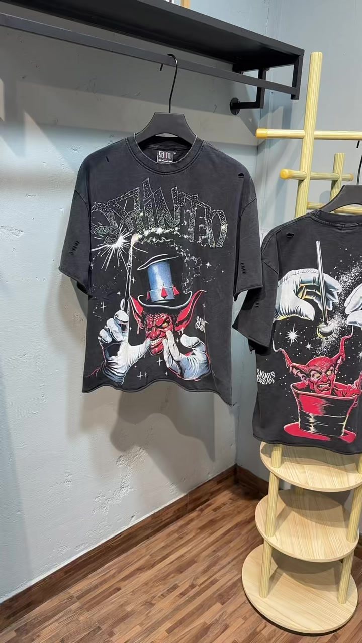 SAINT Washed Black Magician Devil Graphic T-Shirt ¡ª context