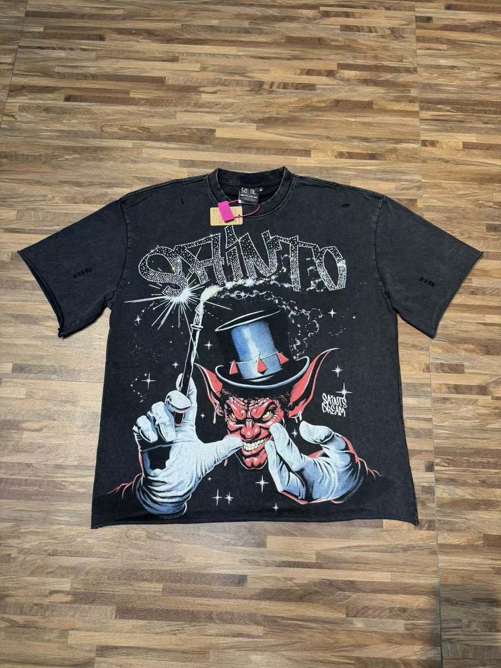 SAINT Washed Black Magician Devil Graphic T-Shirt ¡ª front
