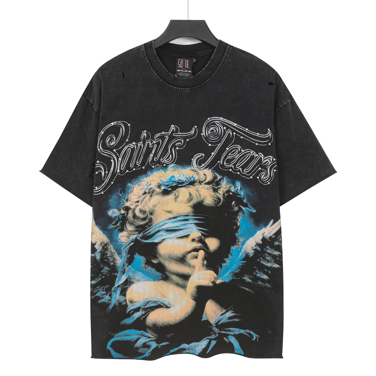 SAINT Angel Graphic Washed Black T-Shirt ¡ª hero