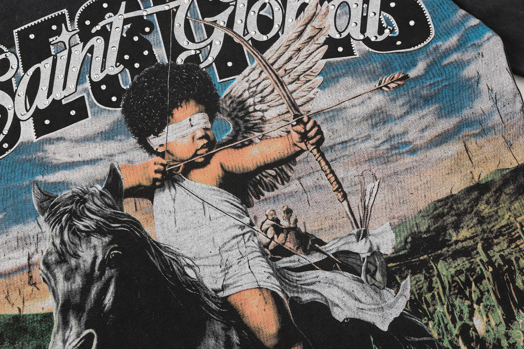SAINT Rider & De Ores Graphic Washed Black T-Shirt ¡ª detail