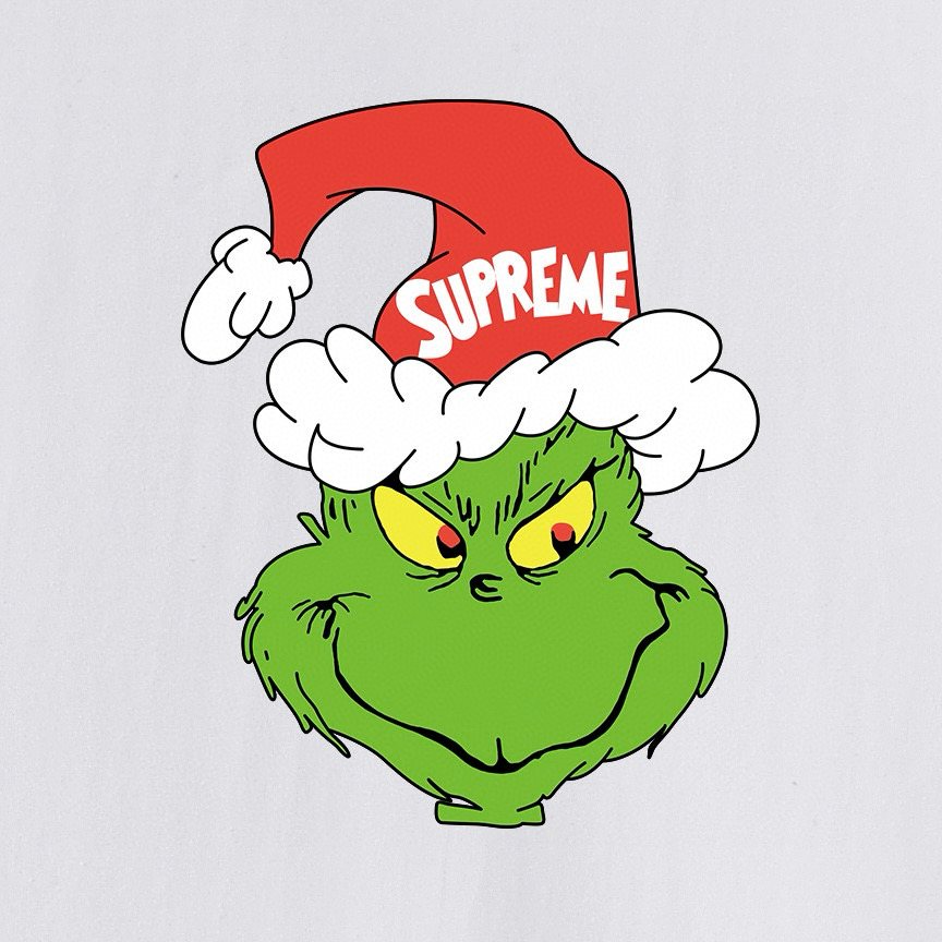 Supreme Grinch Santa Graphic T-Shirt ¡ª fabric_closeup