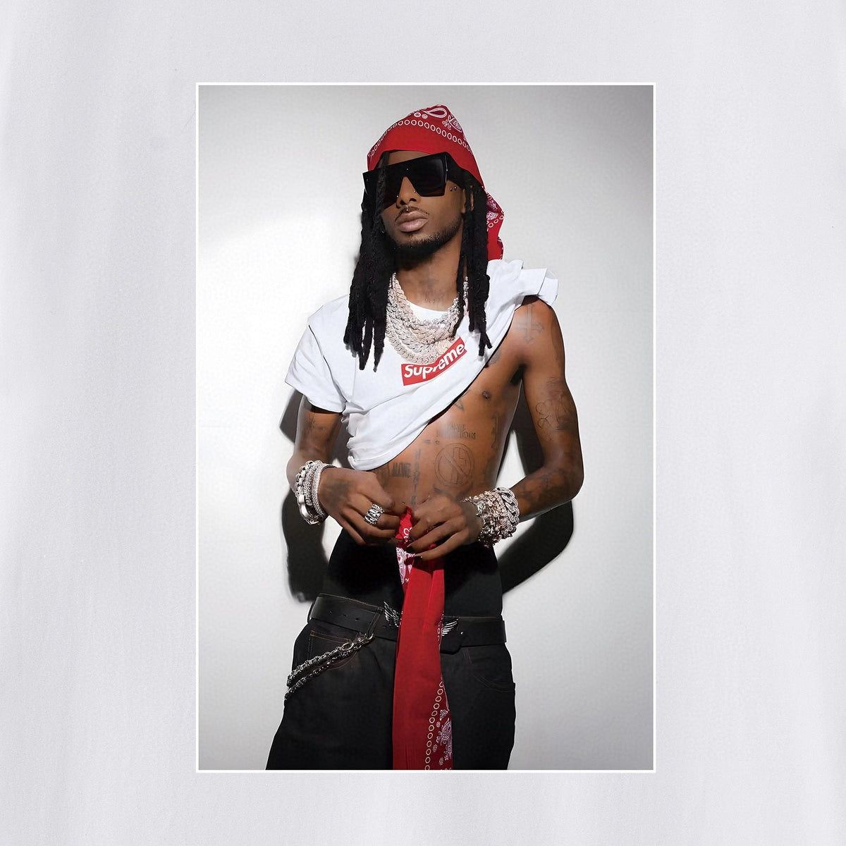 Supreme Playbi Caarti Portrait Graphic T-Shirt ¡ª detail