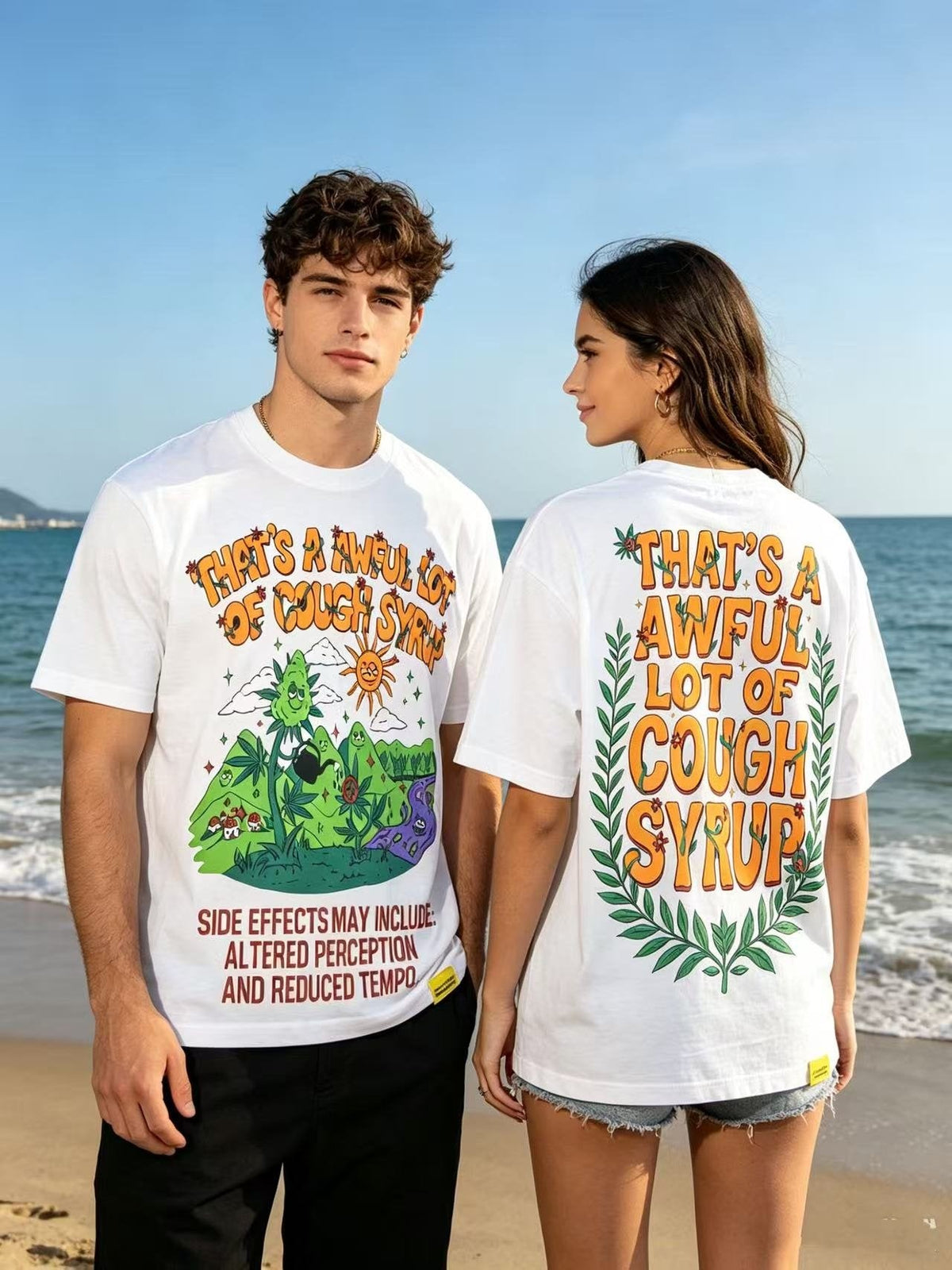 THAT'S A AWFUL LOT OF COUGH SYRUP Front & Back Graphic T-Shirt ¡ª model