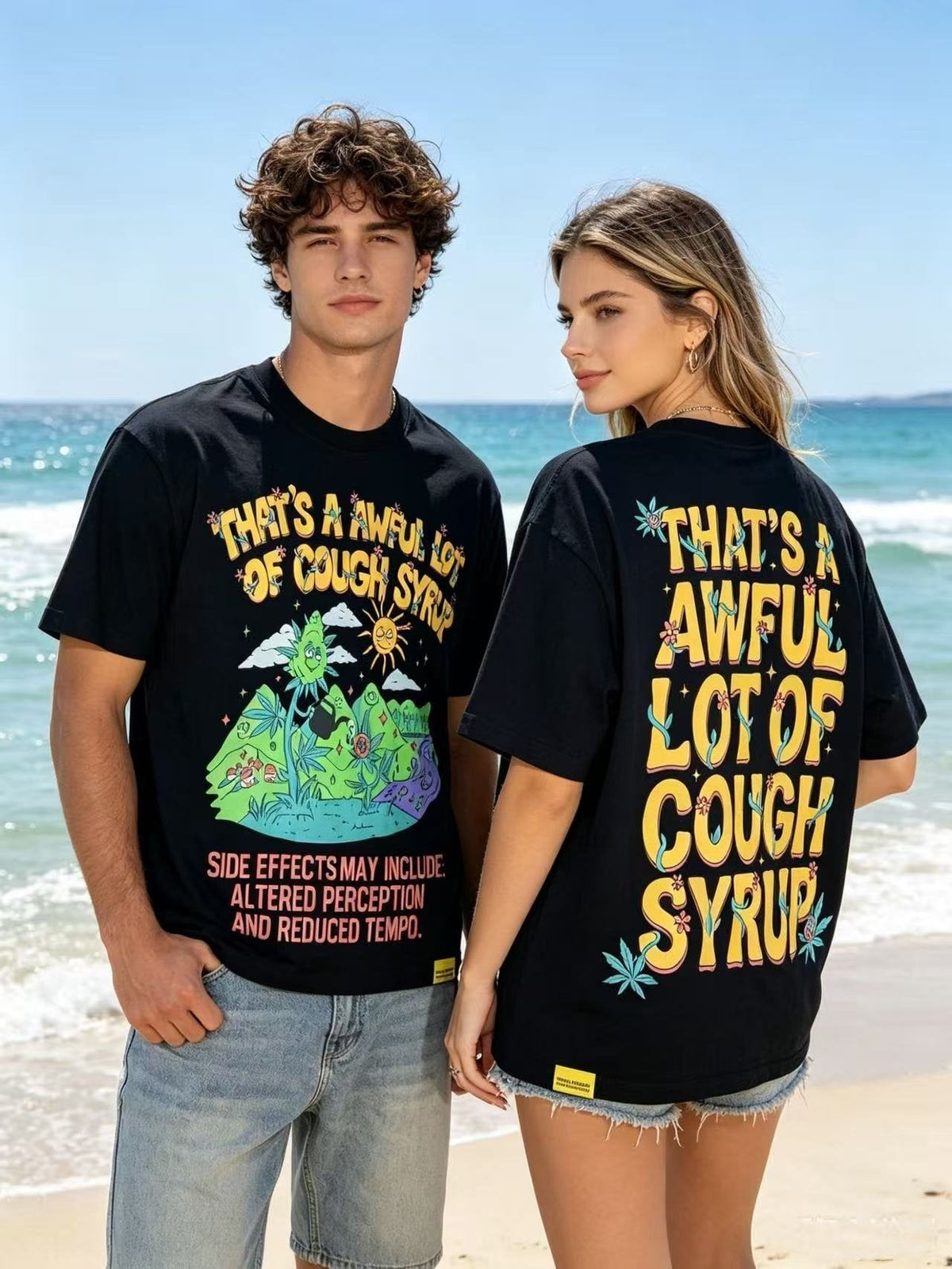 THAT'S A AWFUL LOT OF COUGH SYRUP Front & Back Graphic T-Shirt ¡ª model