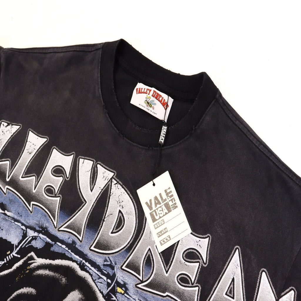 Valley Dreams Rottweiler Graphic Washed Black T-Shirt ¡ª hang_tag