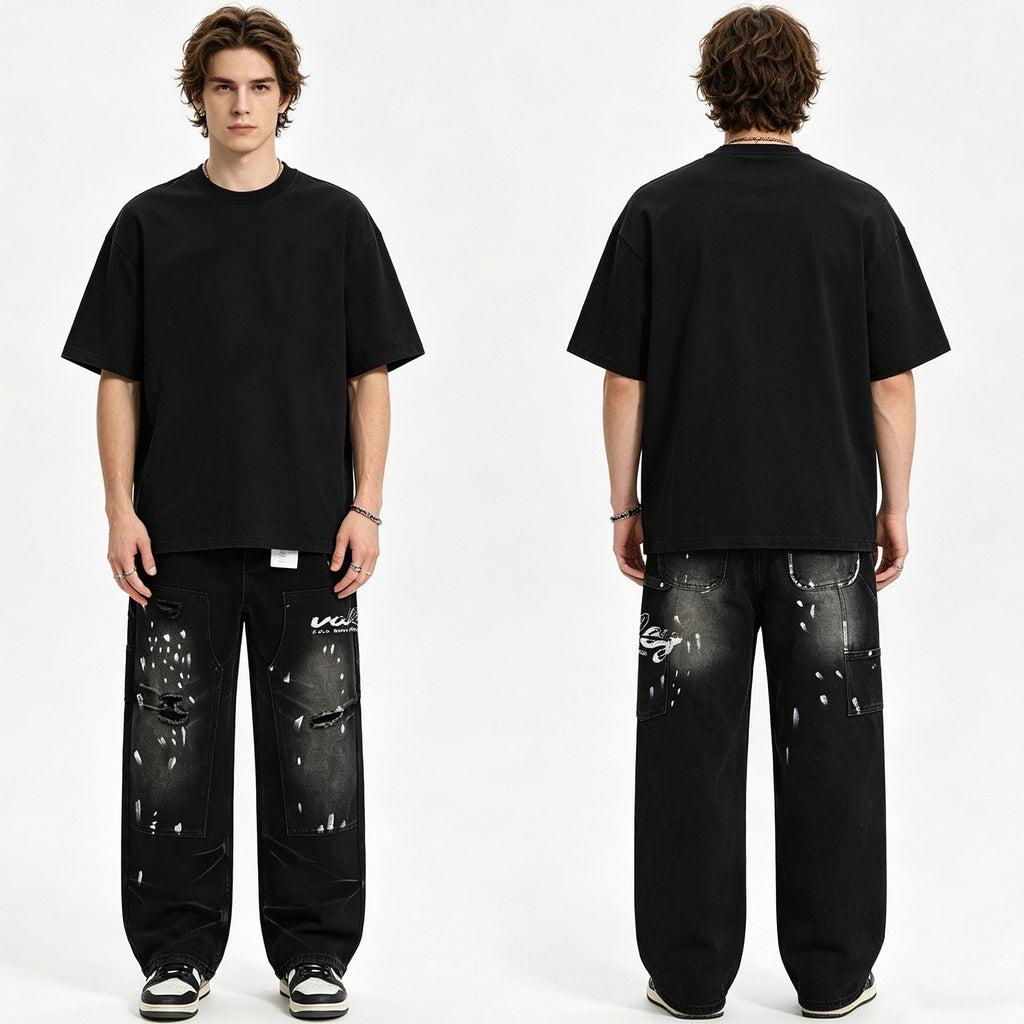 Valley Dreams Distressed Paint-Splatter Jeans ¡ª context