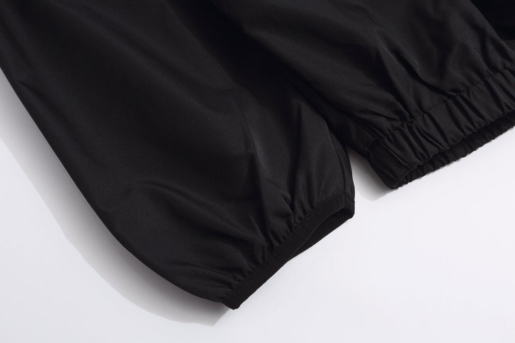 Essentials Black Half-Zip Windbreaker Jacket ¡ª detail