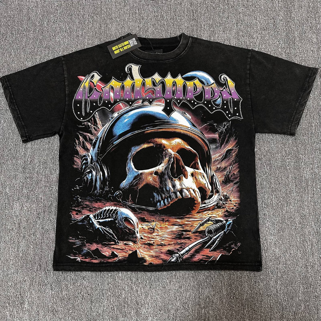 Godspeed Washed Black Skull Graphic T-Shirt ¡ª hero