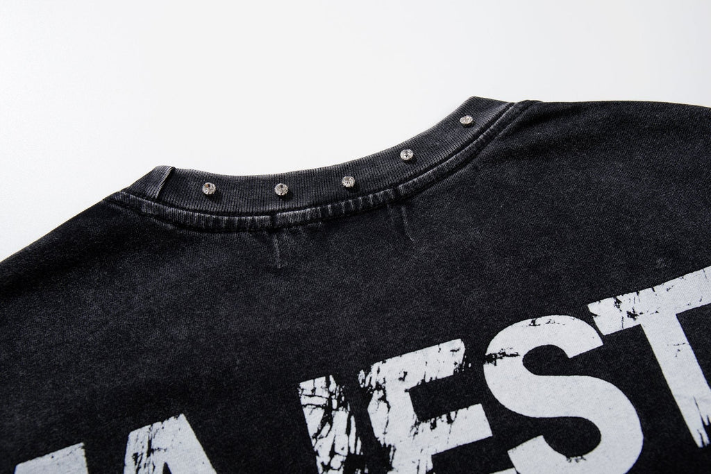 MAJESTIK Washed Black Studded Sleeveless T-Shirt ¡ª detail