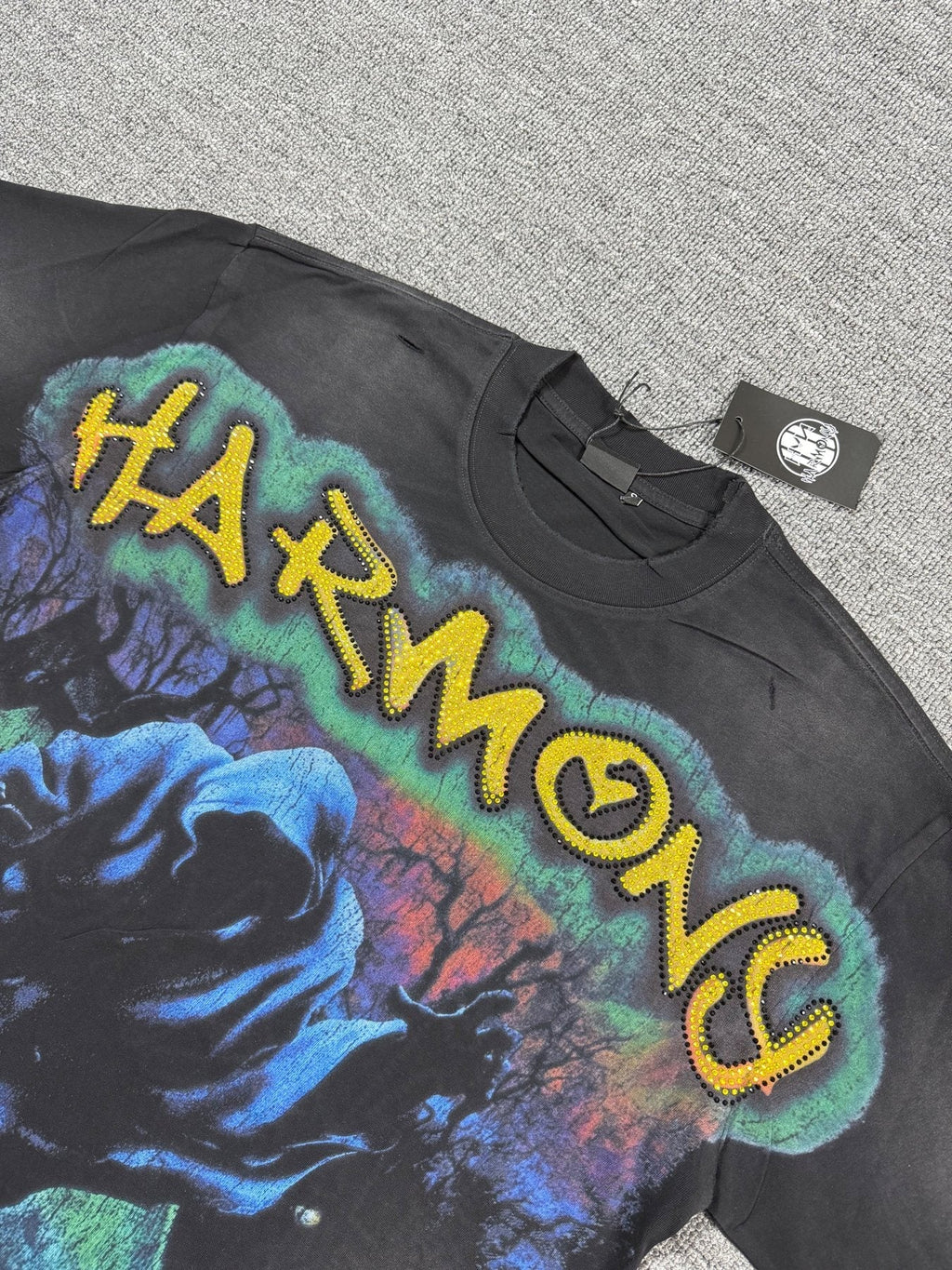 HARMONY New Age Black Front & Back Graphic T-Shirt ¡ª detail