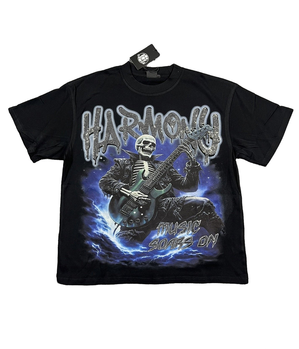 HARMONY New Age Skeleton Guitar Graphic T-Shirt ¡ª hero