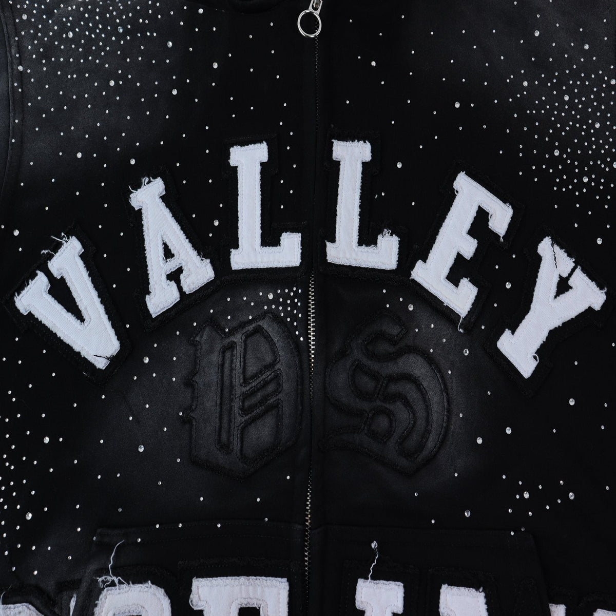 Valley Dreams Washed Rhinestone Zip Hoodie ¡ª fabric_closeup