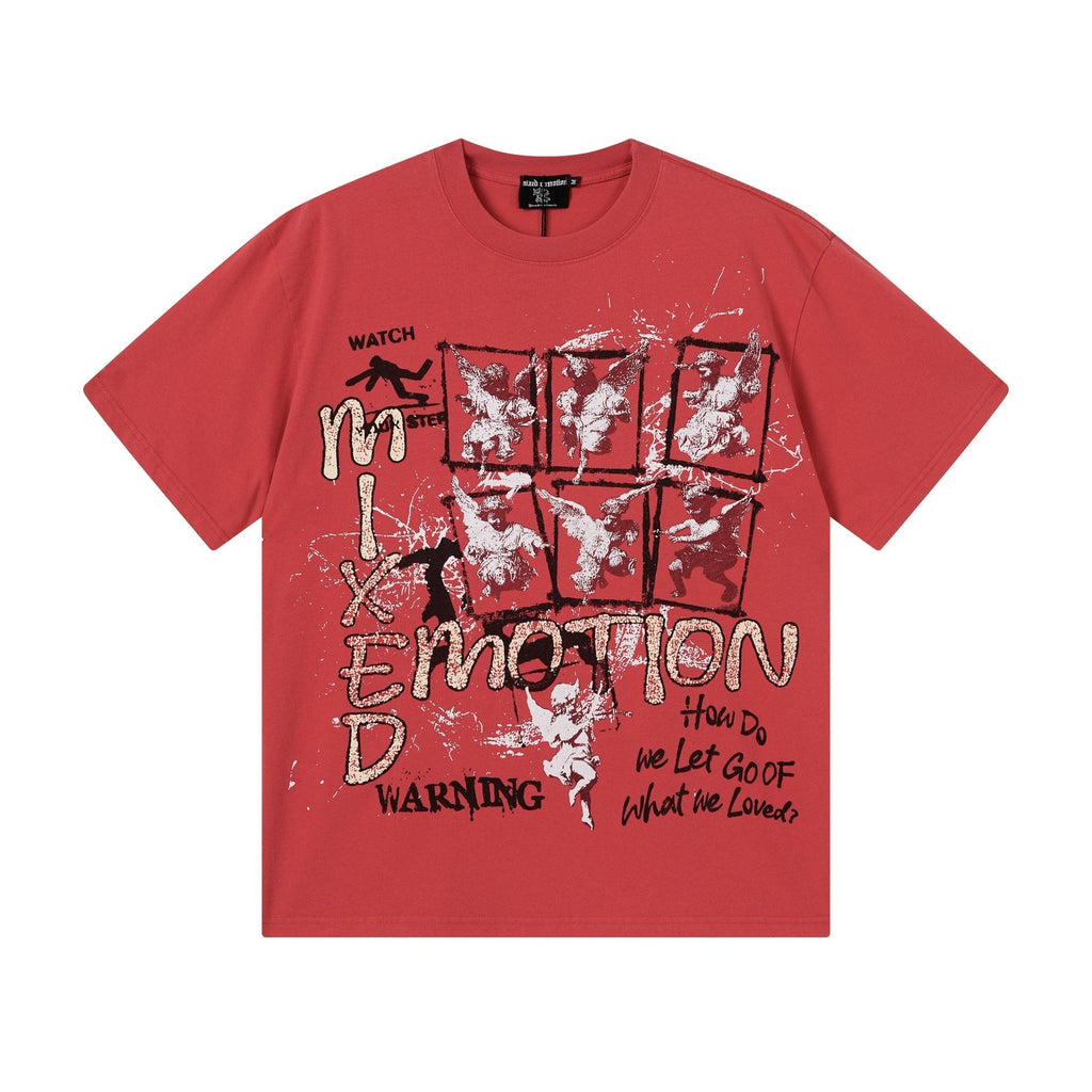 MIXED EMOTION Washed Red Front & Back Graphic T-Shirt ¡ª hero