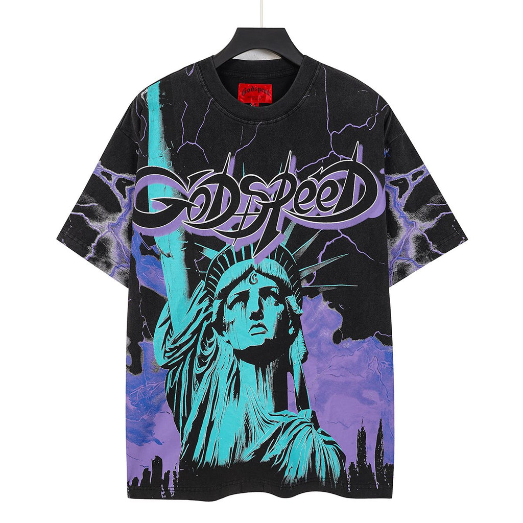 Godspeed Statue of Liberty Lightning Graphic T-Shirt ¡ª hero