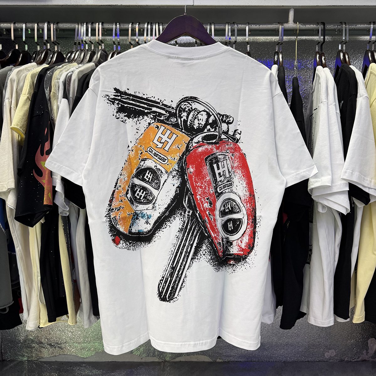 Life Hustlere Motorcycle Graphic Short-Sleeve T-Shirt ¡ª back
