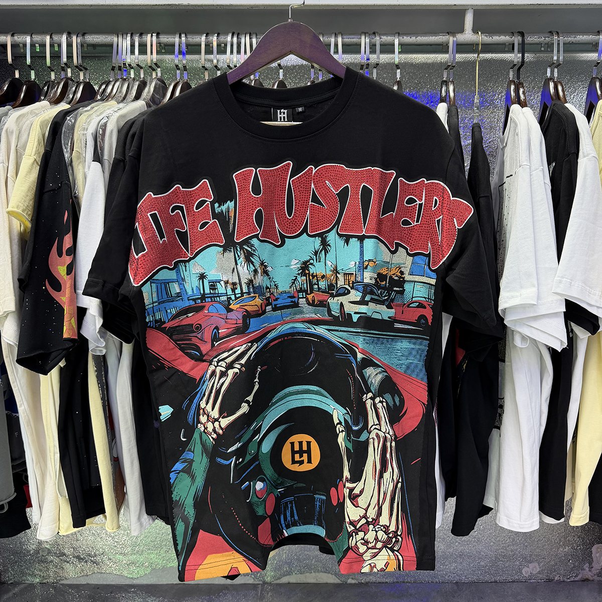 Life Hustlere Motorcycle Graphic Short-Sleeve T-Shirt ¡ª front