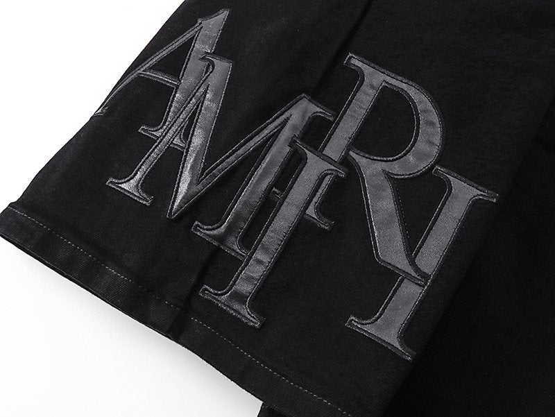 AMIRI Tonal Monogram Denim Shorts ¡ª detail