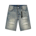 AMIRI Light Blue Distressed Denim Shorts ¡ª hero