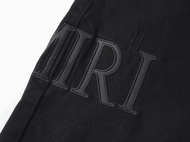 AMIRI Distressed Black Denim Shorts ¡ª detail