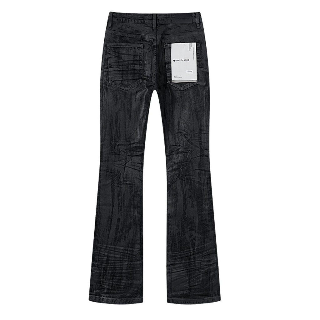 Purple Brand Black Coated Crinkle Bootcut Jeans ¡ª back