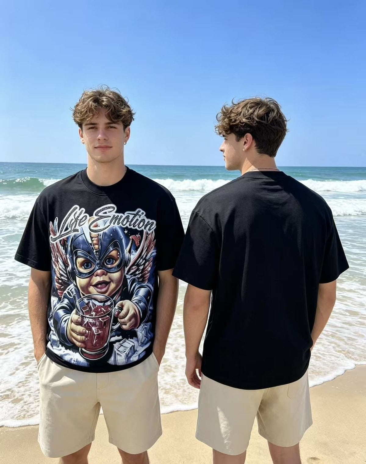 MIXED EMOTION Rhinestone Front Graphic T-Shirt ¡ª context