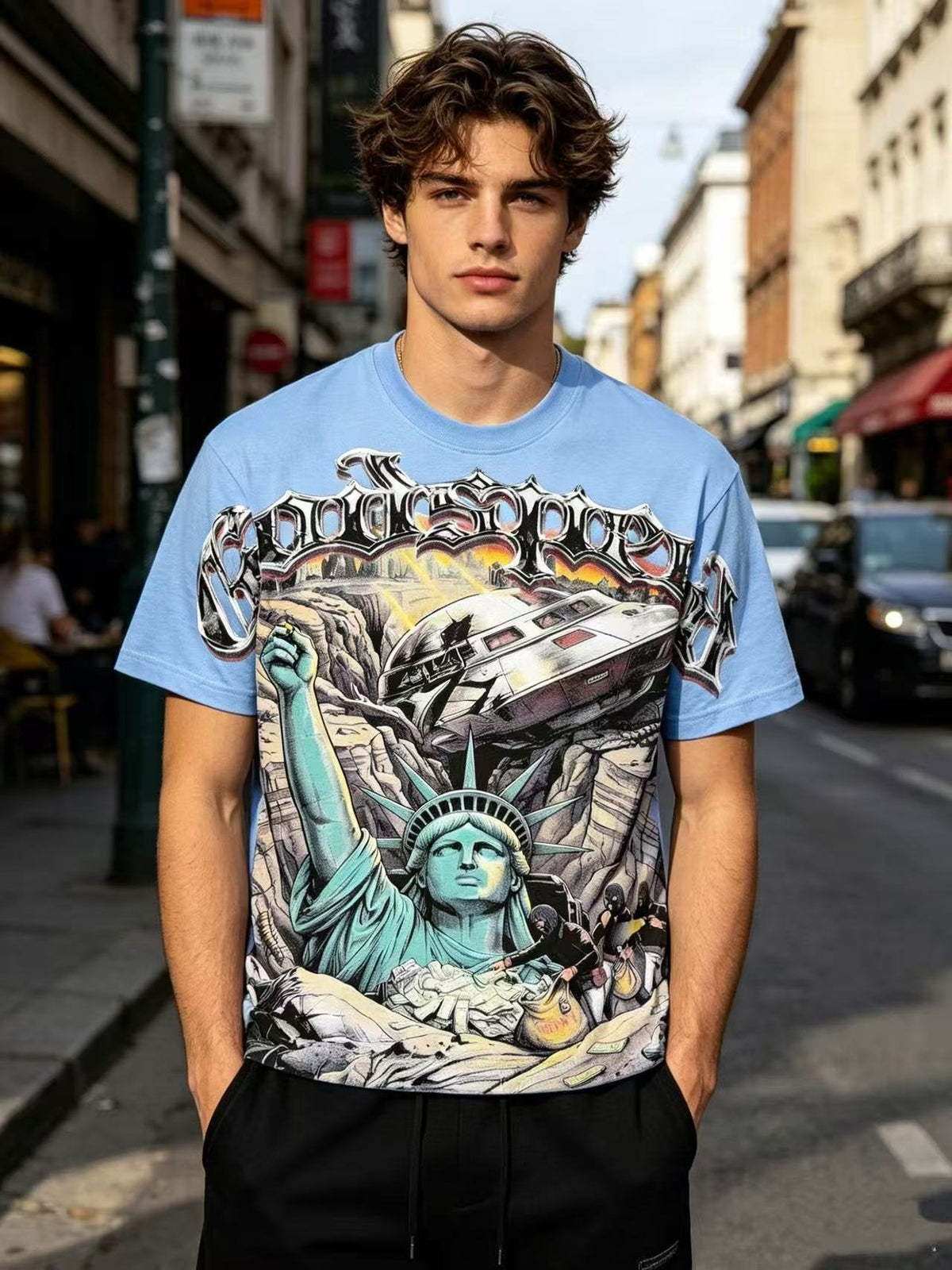 Godspeed Rock Graphic Short-Sleeve T-Shirt ¡ª model