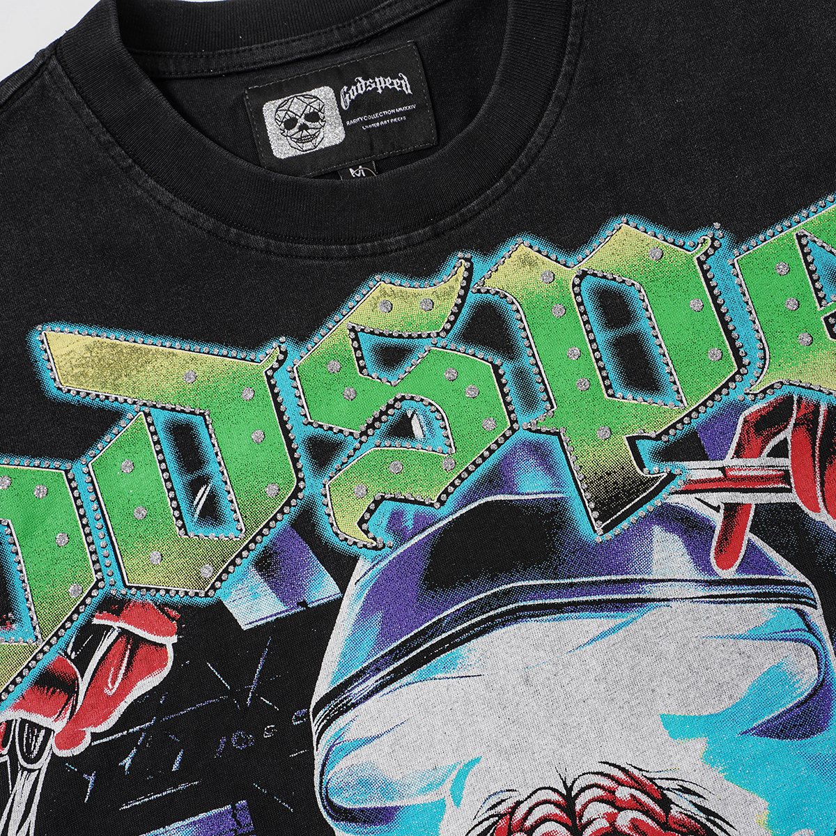 Godspeed Washed Black Rock Graphic T-Shirt ¡ª detail