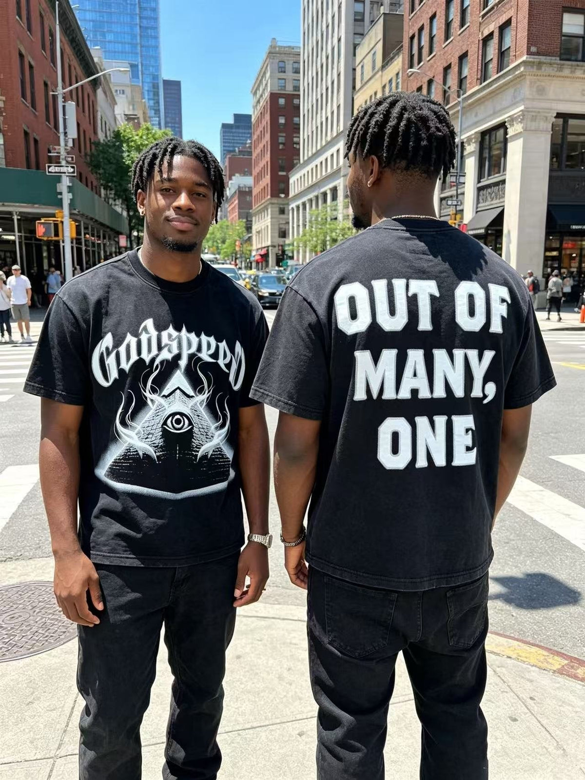 Godspeed Out of Many One Washed Black Graphic T-Shirt ¡ª context