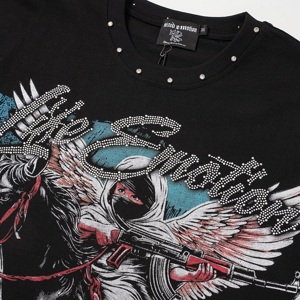 MIXED EMOTION Rhinestone Front Graphic T-Shirt ¡ª detail