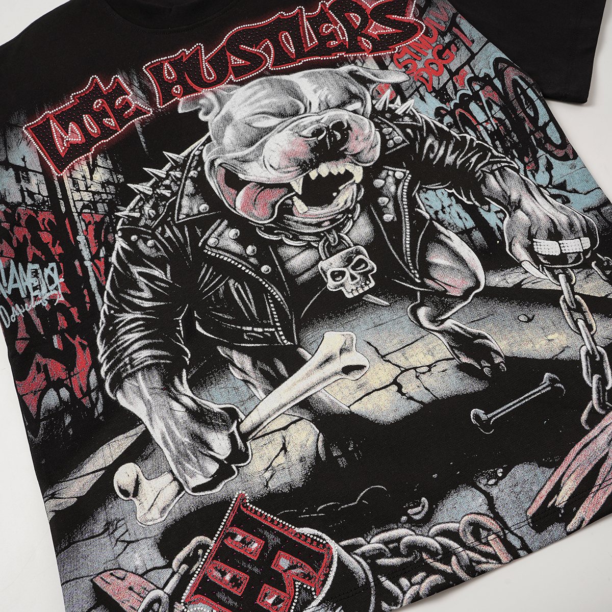 Life Hustlere Front & Back Rhinestone Graphic T-Shirt ¡ª detail
