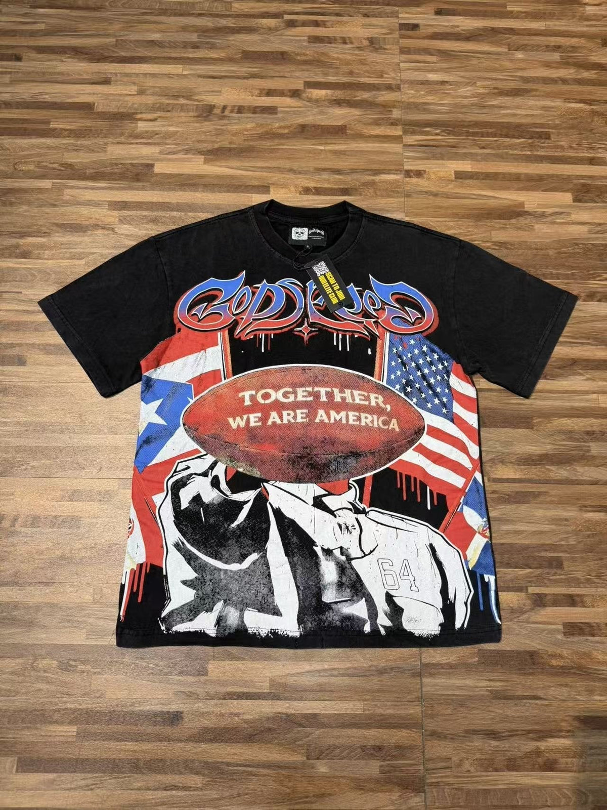 Godspeed Together We Are America Football Graphic T-Shirt ¡ª front