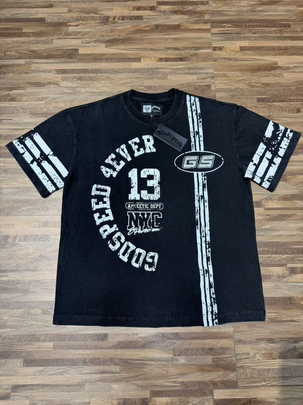 Godspeed Washed Black Distressed Graphic T-Shirt ¡ª front