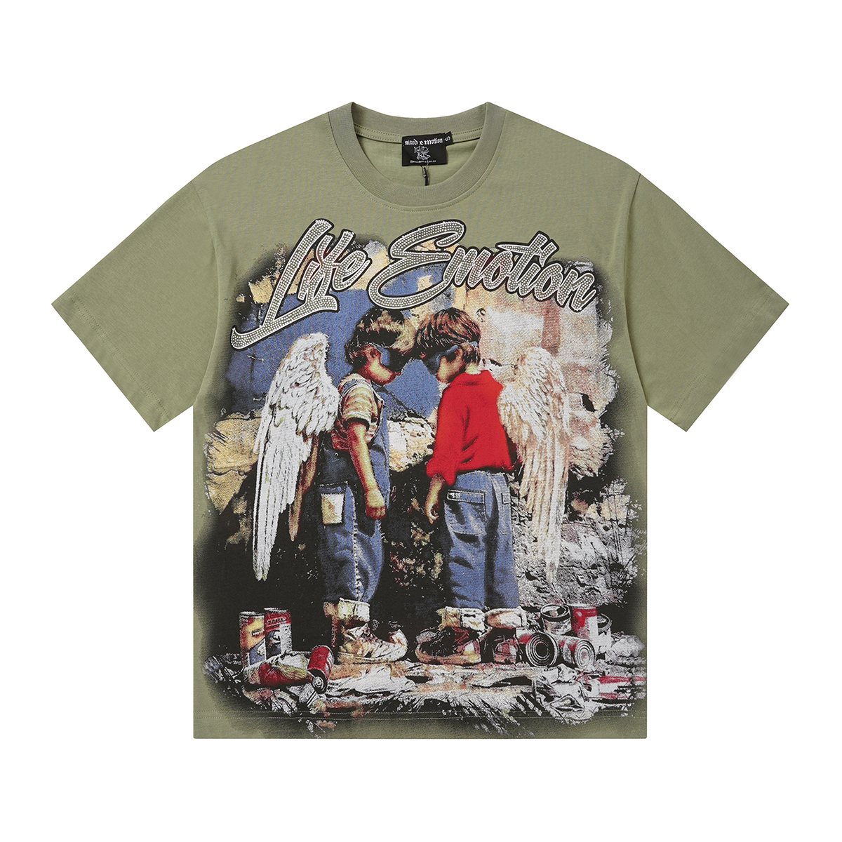 MIXED EMOTION Rhinestone Graphic T-Shirt ¡ª front