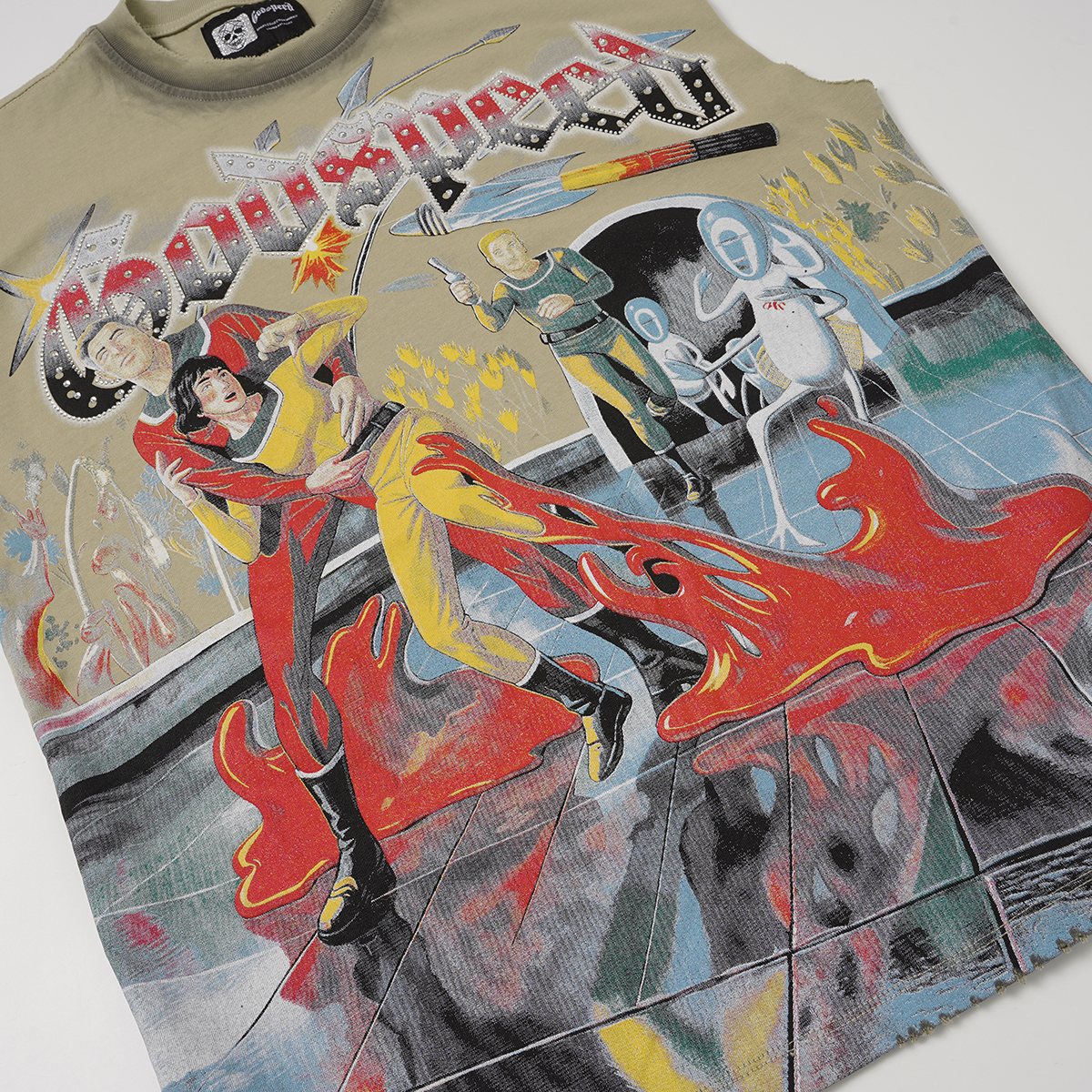 Godspeed Rhinestone Washed Sleeveless T-Shirt ¡ª detail