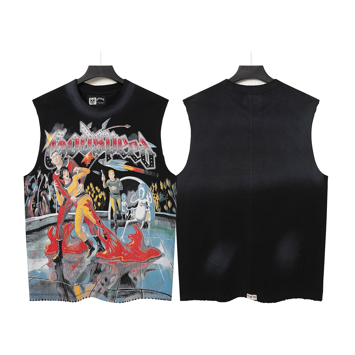 Godspeed Rhinestone Washed Sleeveless T-Shirt ¡ª front