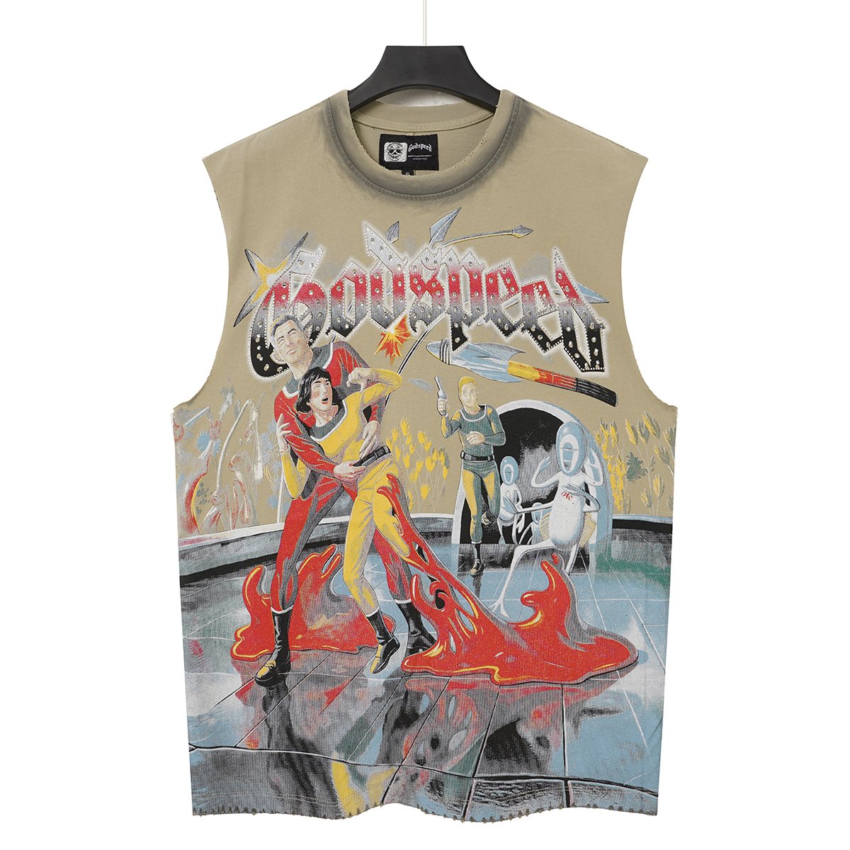 Godspeed Rhinestone Washed Sleeveless T-Shirt ¡ª front