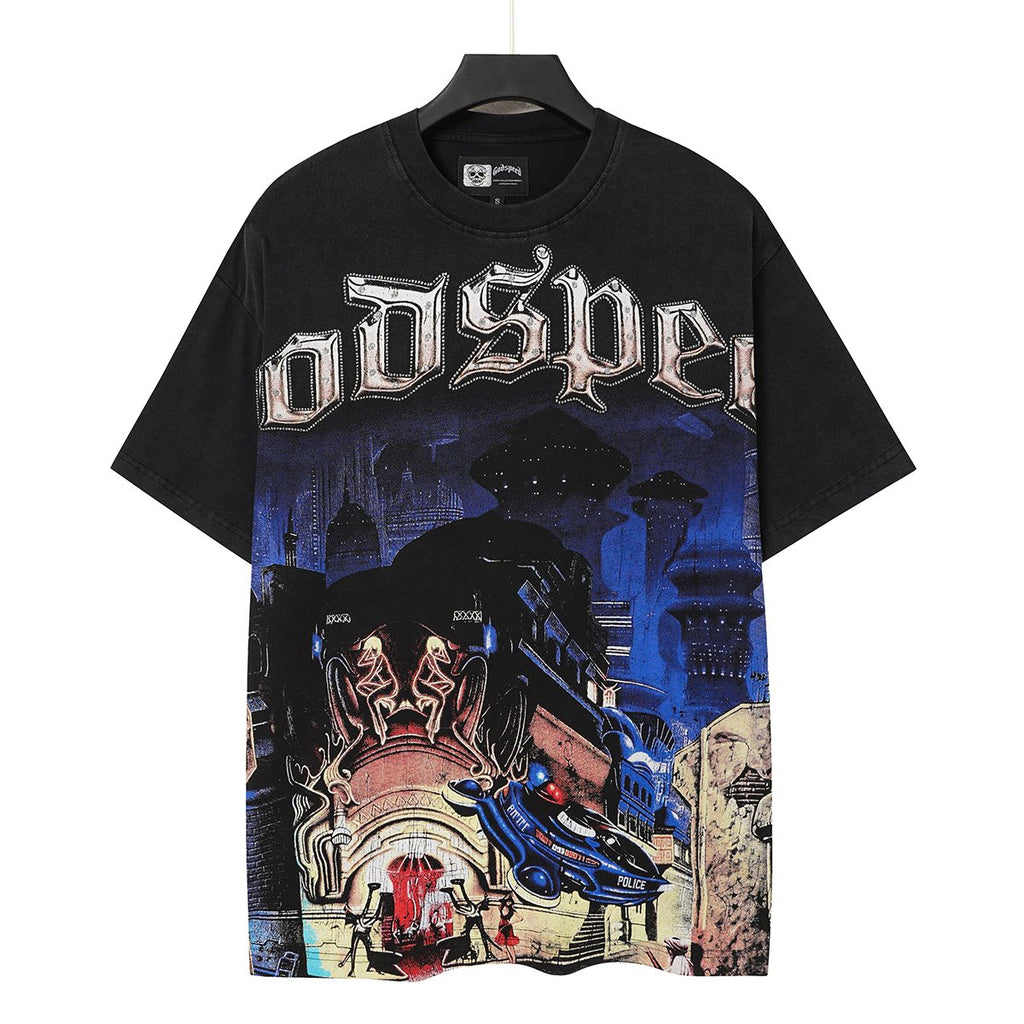 Godspeed Washed Black Rock Graphic T-Shirt ¡ª hero