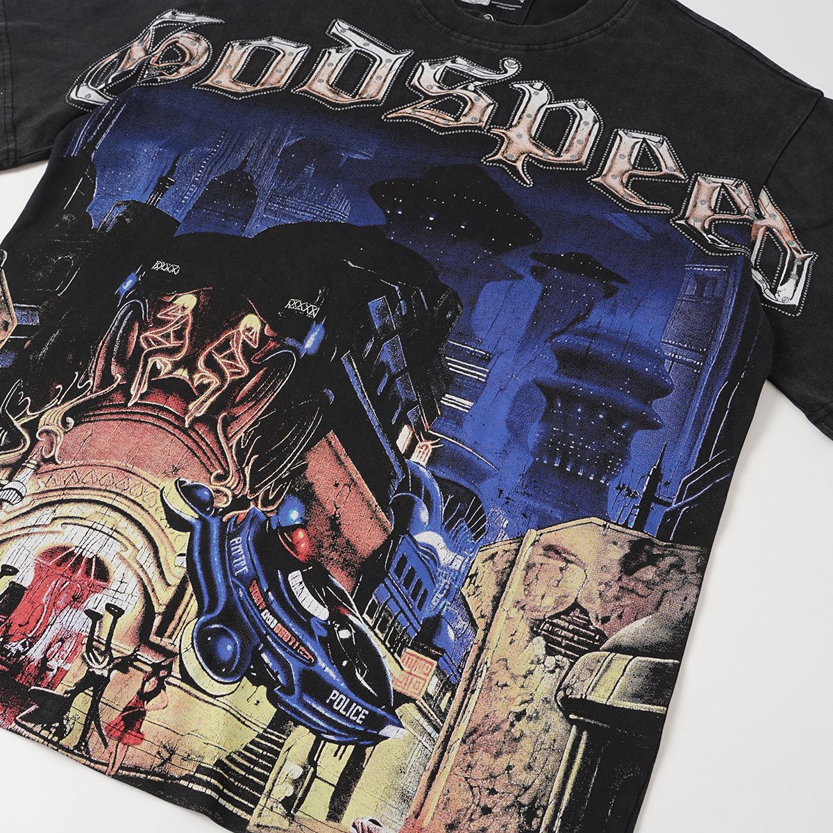 Godspeed Washed Black Rock Graphic T-Shirt ¡ª detail