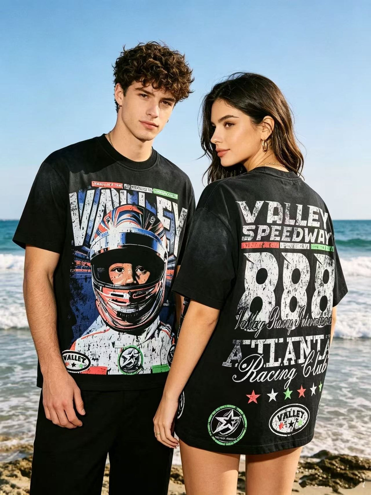 VALLEY Speedway 888 Racing Helmet Graphic T-Shirt ¡ª context