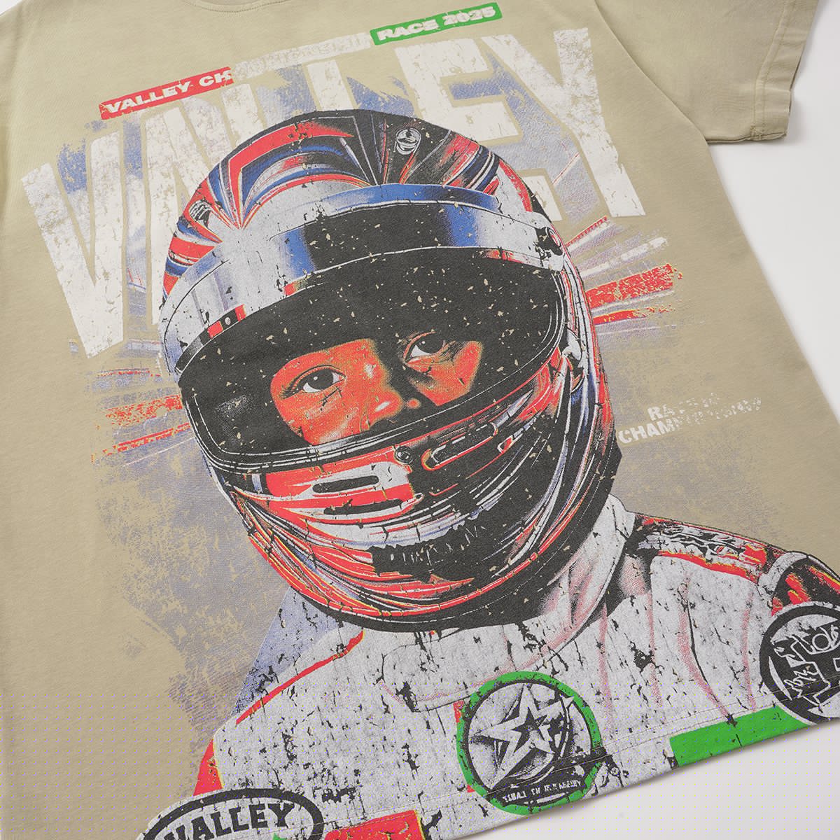VALLEY Speedway 888 Racing Helmet Graphic T-Shirt ¡ª detail