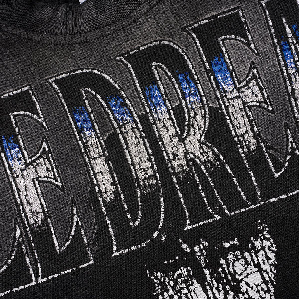 VALLEY Washed Black Graphic T-Shirt ¡ª fabric_closeup