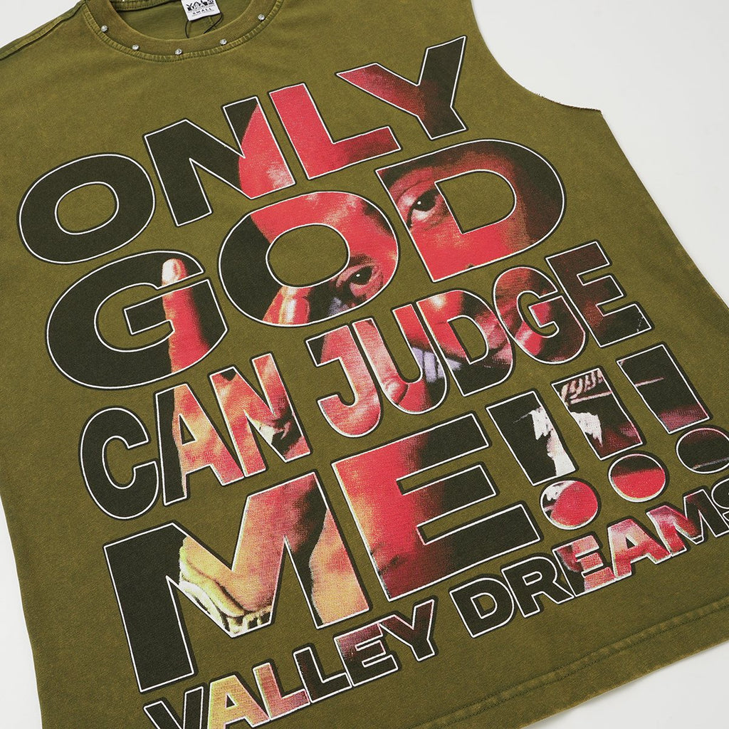 VALLEY Only God Can Judge Me Sleeveless T-Shirt ¡ª detail