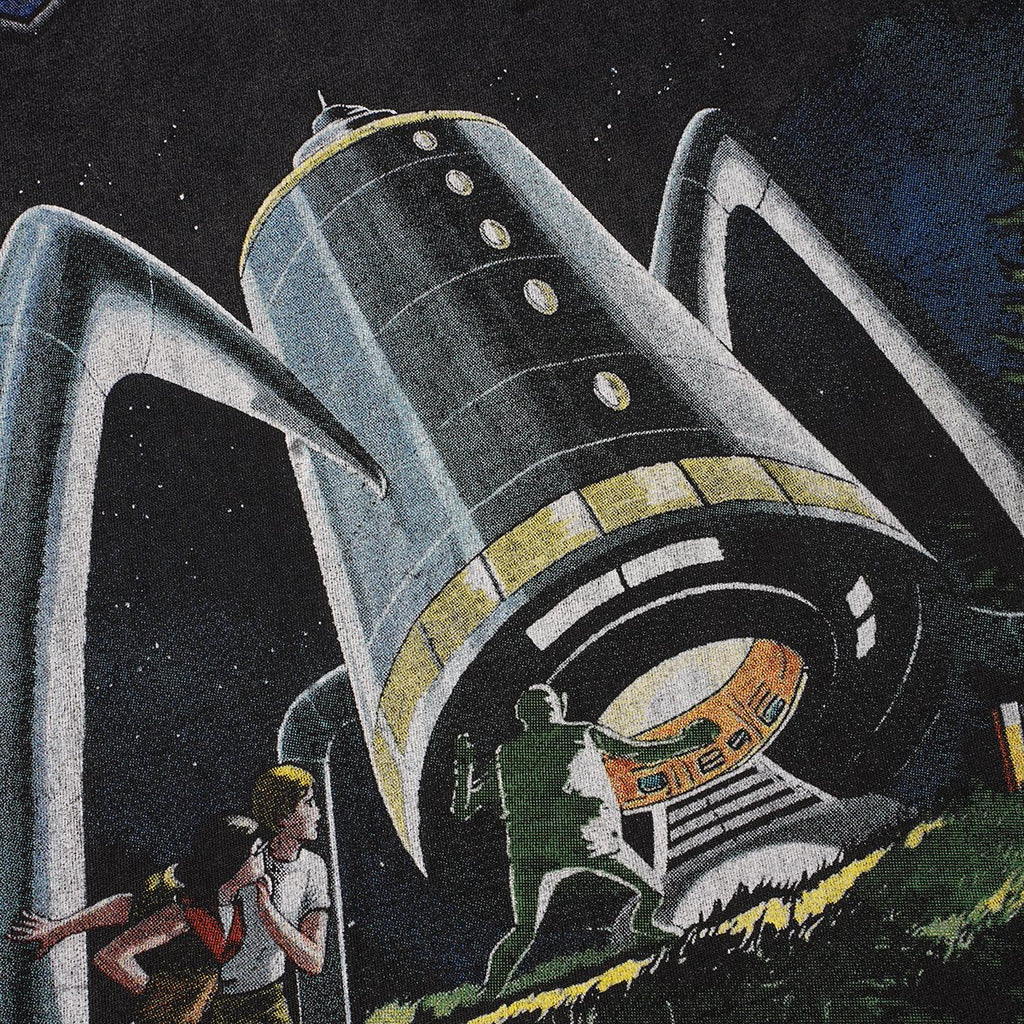 Godspeed Spaceship Graphic Washed Black T-Shirt ¡ª detail