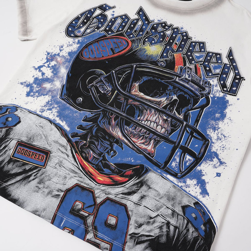 Godspeed Football Skull Graphic T-Shirt ¡ª detail