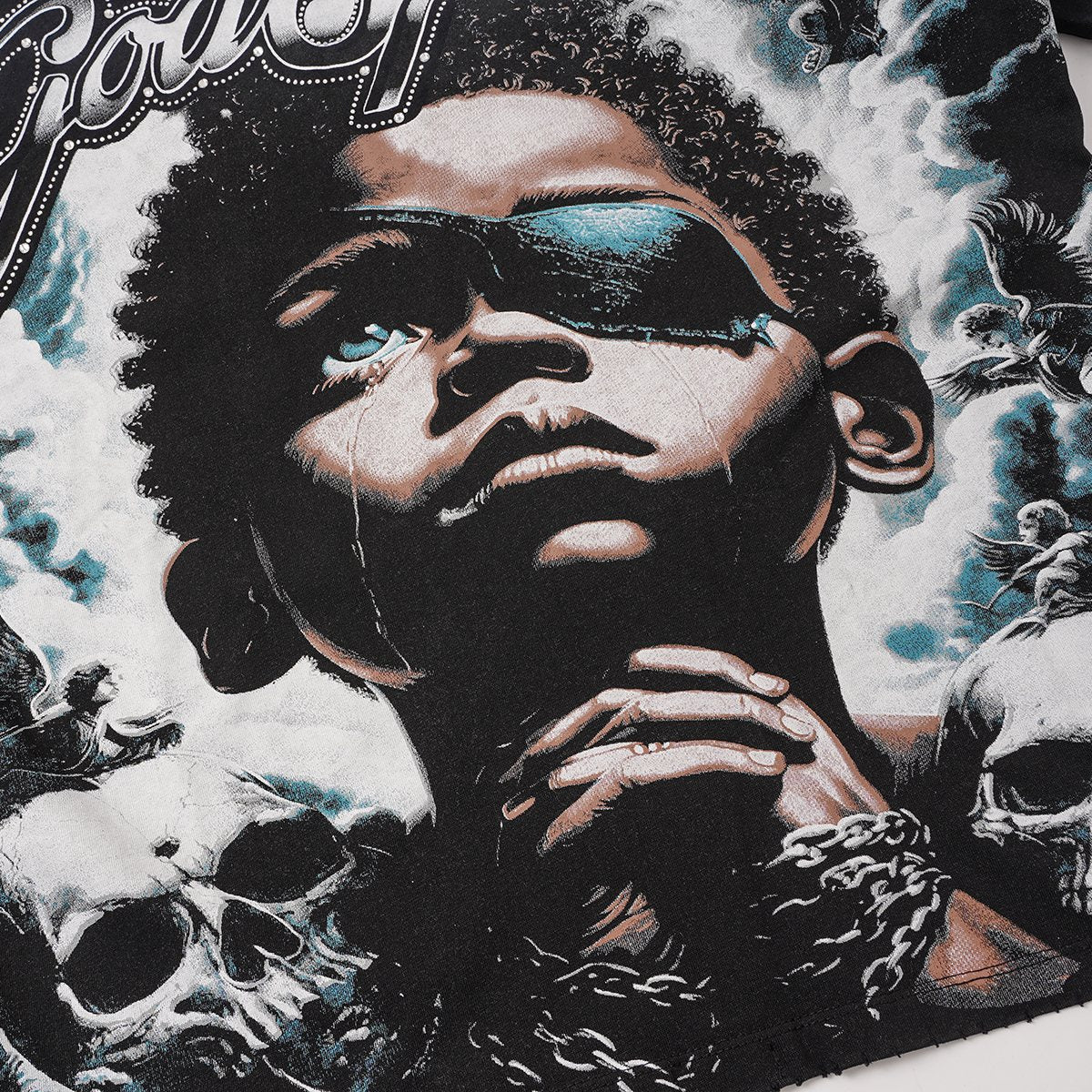 Godspeed Portrait Skull Distressed Short-Sleeve T-Shirt ¡ª detail