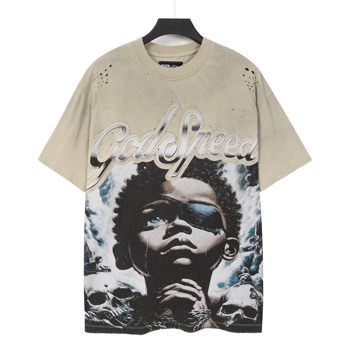 Godspeed Portrait Skull Distressed Short-Sleeve T-Shirt ¡ª hero