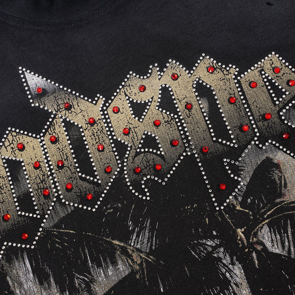 Godspeed Distressed Rhinestone Graphic T-Shirt ¡ª detail