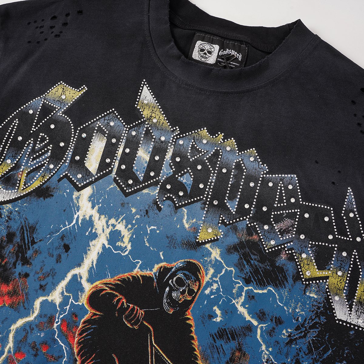 Godspeed Cyclist Graphic Distressed T-Shirt ¡ª detail